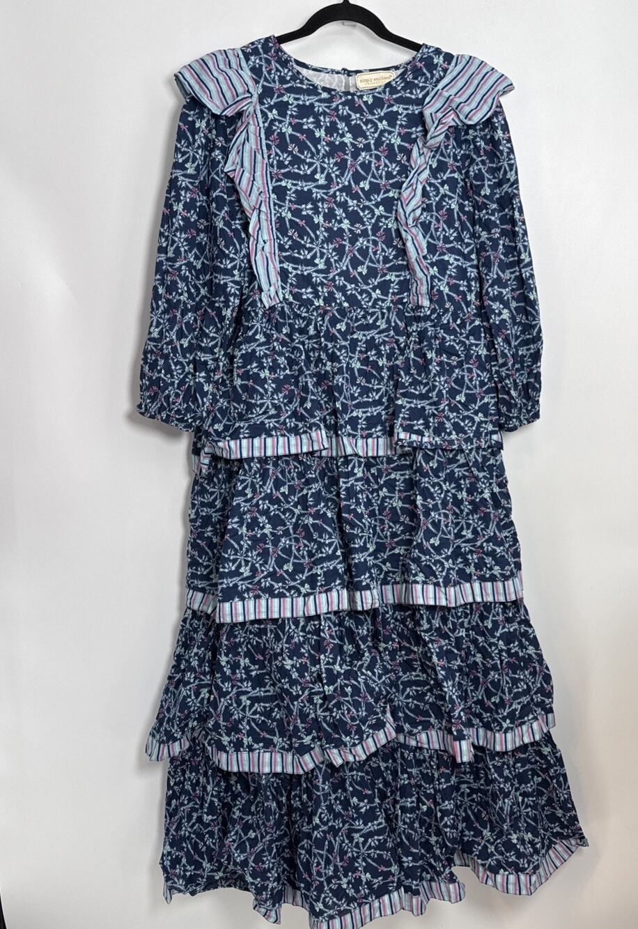 Simply Southern Collection Maxi Dress Womens XL Tiered Ribbons Blue Cottagecore